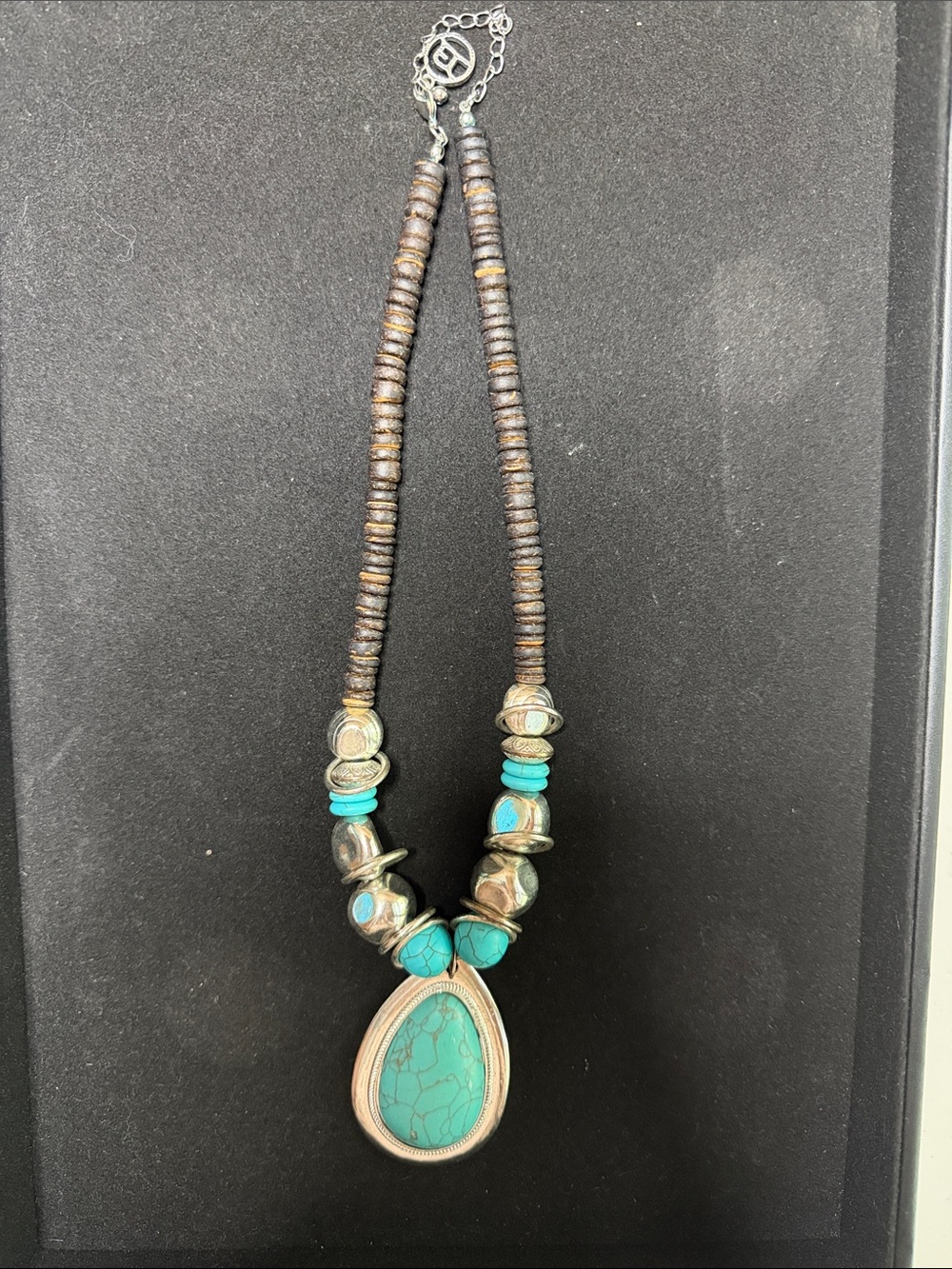 Turquoise Teardrop Pendant Necklace with Beaded Accents